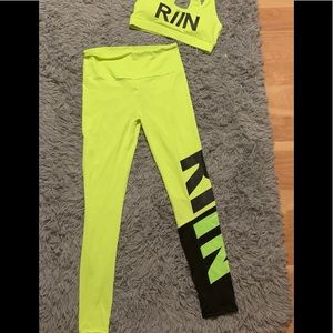 neon sport bra and legging set
